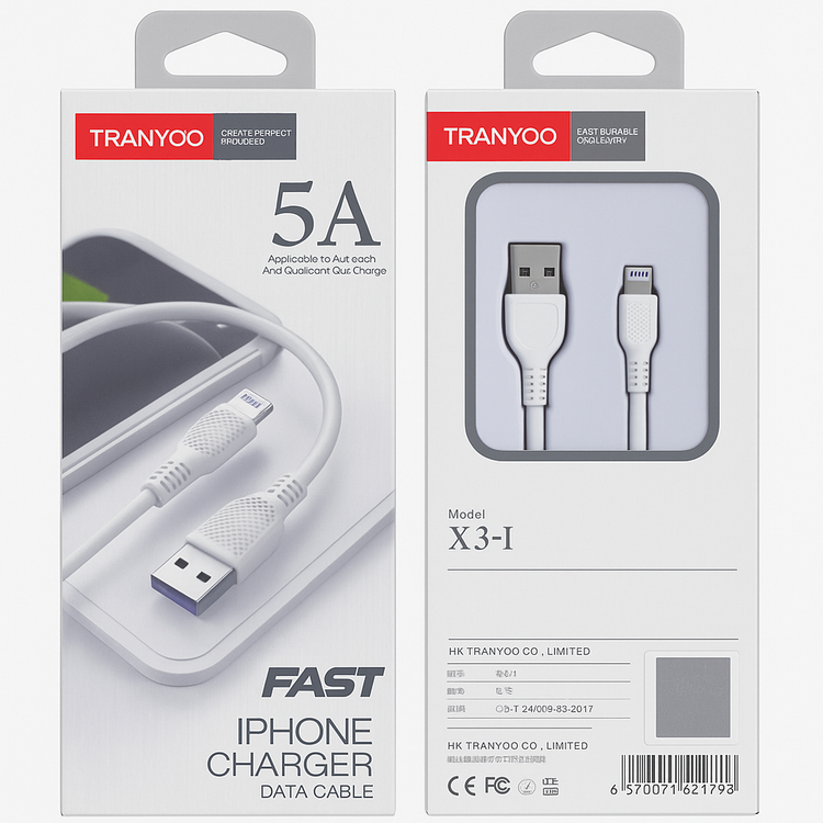 کابل USB TO LIGHTNING TRANYOO مدل X3