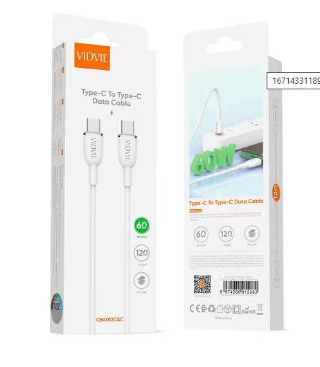 کابل شارژ Type-C به Type-C VIDVIE مدل CB4012