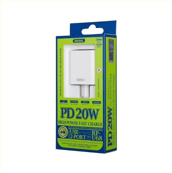 کابل شارژ و کلگی REMAX مدل RP-U68 20W