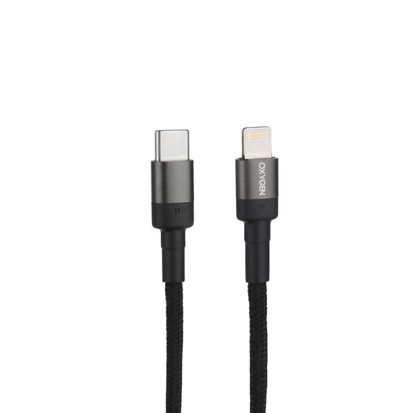 کابل شارژ Oxygen مدل LX1 توان 30 وات، یک متری، Type-C به Lightning با پشتیبانی از PD و انتقال داده