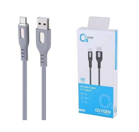 کابل شارژ Oxygen مدل LX27، سه آمپر، یک متری، USB به Type-C با پشتیبانی از PD