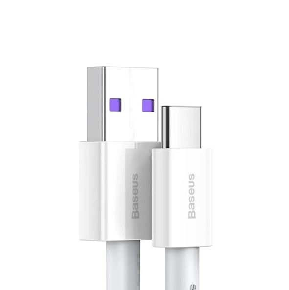 كابل شارژر BASEUS مدل E0426801 1M USB-A TO USB-C سفيد