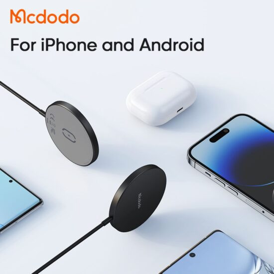 شارژر وایرلس مگنتی MCDODO مدل CH-4360 با فناوری Qi و نورپردازی LED
