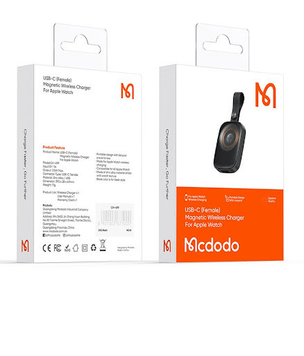 شارژر مگنتی اپل واچ MCDODO مدل CH-4991 با توان خروجی ۳.۵ وات و درگاه Type-C